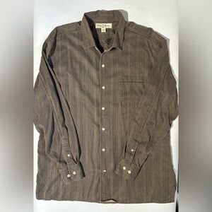 Silk Tommy Bahama Men's Brown Striped Shirt long sleeve button down vacation XL